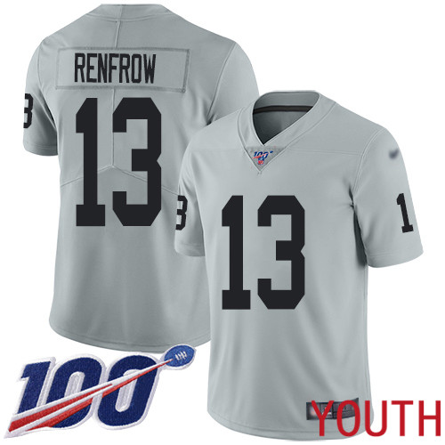 Oakland Raiders Limited Silver Youth Hunter Renfrow Jersey NFL Football 13 100th Season Inverted Jersey